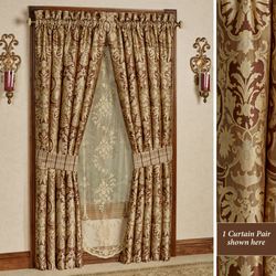 Botticelli II Wide Tailored Curtain Pair Brown 100 x 84