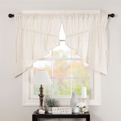 Burlap Prairie Swag Valance Pair Antique White 72 x 36