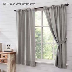 Burlap Tailored Curtain Pair Gray