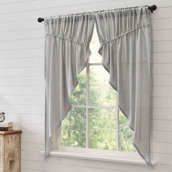 Burlap Prairie Curtain Pair Gray 72 x 63