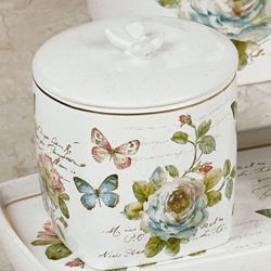 Butterfly Garden Covered Jar Ivory