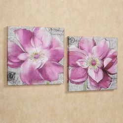 Vibrant Blooms Canvas Set Rose Pink Set of Two