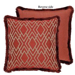 Harrogate Geometric Reversible Fringed Pillow Ember Glow 18 Square