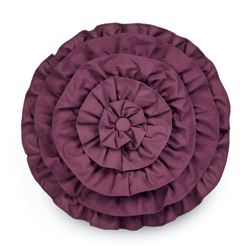 Mystic Garden Ruffled Pillow Plum Round