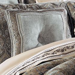 Provence Scroll Tufted Pillow Sterling Blue 16 Square