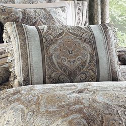 Provence Scroll Bead Fringe Tailored Pillow Beige Rectangle