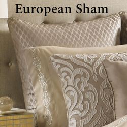 Astoria Scroll Piped Sham Sand European