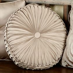 Astoria Scroll Tufted Pillow Sand Round