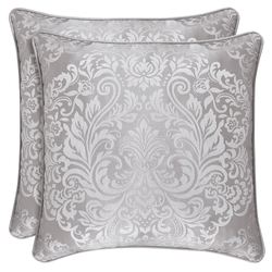 La Scala Reversible Medallion Piped Pillow Silver 20 Square