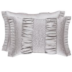 La Scala Ruched Flanged Pillow Silver Rectangle