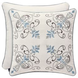 Giovanni Embroidered Pillow Ivory 18 Square