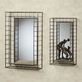Wire Grid Industrial Style Mirrored Metal Wall Shelf Set Thumbnail Image