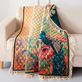 Eden Peacock Fringed Quilted Throw Blanket Thumbnail Image