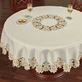 Winter Poinsettia Ivory Cutwork Round Tablecloth Thumbnail Image