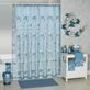 Dublin Rose Blue Embroidered Floral Sheer Shower Curtain Thumbnail Image