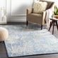 Starlit Mottled Blue Wool Viscose Blend Leaf Design Area Rug Thumbnail Image