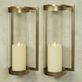 Crosce Satin Brass Metal Hurricane Wall Sconce Pair Thumbnail Image