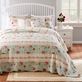 Antique Rose Powder Blue Floral Quilted Bedspread Set Thumbnail Image