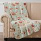 Antique Rose Reversible Powder Blue Floral Quilted Throw Blanket Thumbnail Image