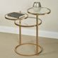 Quincy Gold Metal Three Tier Adjustable Accent Table with Round Glass Tops Thumbnail Image