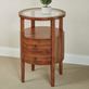 Louis Regal Walnut Finished Round Wooden Side Cabinet with Two Drawers Thumbnail Image