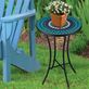 Jackson Indoor Outdoor Accent Table Plant Stand with Blue Ceramic Mosaic Tile Top Thumbnail Image