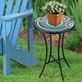 Walker Indoor Outdoor Accent Table Plant Stand with Ceramic Mosaic Tile Top Thumbnail Image
