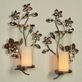Callista Metallic Floral Glass Hurricane Wall Sconce Set Thumbnail Image