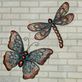Summer Beauties Indoor Outdoor Butterfly and Dragonfly Metal Wall Art Accent Set Thumbnail Image