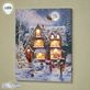 Dona Gelsinger Christmas House with Snowman Lighted Canvas Wall Art Thumbnail Image