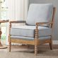 Donohue Warm Oak Solid Wood Accent Armchair with Light Blue Cushions Thumbnail Image