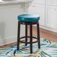 Tobias Autumn Cherry Wood Backless Kitchen Counter Swivel Stool with Faux Leather Seat Thumbnail Image