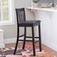 Dorian Black Wood Mission Style Kitchen Bar or Counter Stool with Faux Leather Seat Thumbnail Image