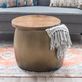 Vale Gold Hammered Metal Storage Drum Side Table with Mango Wood Top Thumbnail Image