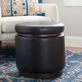 Neo Black Faux Leather Round Storage Ottoman Thumbnail Image