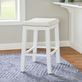 North Haven White Wood Backless Kitchen Bar or Counter Stool with Faux Leather Seat Thumbnail Image