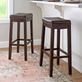 Edison Autumn Cherry Wood Backless Kitchen Bar Stool Set with Faux Leather Upholstery Thumbnail Image