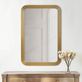 Aurelia Antique Gold Metal Rectangular Wall Mirror with Rounded Corners Thumbnail Image