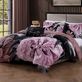 Midnight Meadows Reversible Mauve Purple Black Floral 5 pc Comforter Bed Set Thumbnail Image