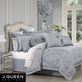 Sondra Powder Blue Damask Comforter Set Luxury Bedding by J Queen New York Thumbnail Image