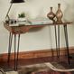 Avery Walnut Wood Mid Century Modern Desk with Glass Top and Metal Hairpin Legs Thumbnail Image