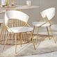 Yoko Gold Metal and Off White Velvet Open Back Modern Dining Chair Set of 2 Thumbnail Image