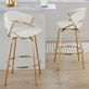 Yoko Gold Metal and Off White Velvet Open Back Modern Counter Stool Set of 2 Thumbnail Image