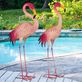 Pink Feathered Flamingo Metal Outdoor Sculpture Thumbnail Image