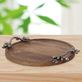 Leaf and Berry Decorative Round Wood Tray with Handles Thumbnail Image