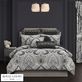 Messina Black Gray and Silver Damask Comforter Set Luxury Bedding by Royal Court Thumbnail Image