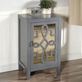 Taya Handpainted Gray Wooden Mirrored Side Table Storage Cabinet Thumbnail Image