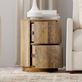 Leona Mango Wood Two Drawer Round Storage Accent Table in Natural or Regal Walnut Thumbnail Image