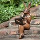 Coffee Break Bunny Rabbit Ledge Shelf Sitter Outdoor Garden Sculpture Thumbnail Image