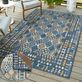 Lenorah Dark Blue and Ivory Diamond Medallion Reversible Indoor Outdoor Rugs Thumbnail Image